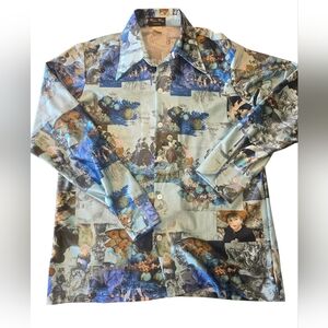 Vintage 90s Feeling Free California Art Print Button Up Shirt L
